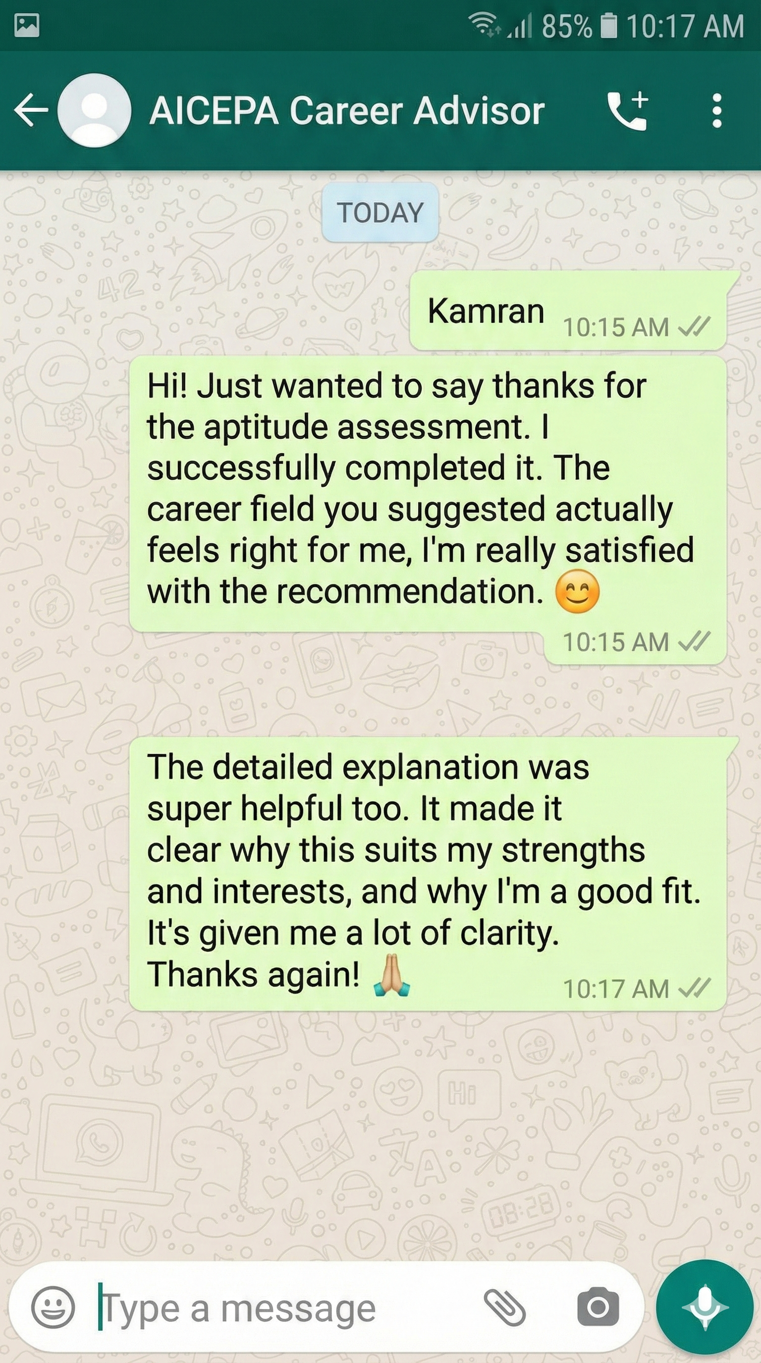 WhatsApp Feedback